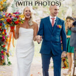 Wedding recessional at River Bend in Lyons Colorado with a text overlay that says: Best Lyons Colorado Wedding Venues (With Photos)