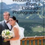 a Colorado bride and groom snuggle up on a deck in Breckenridge